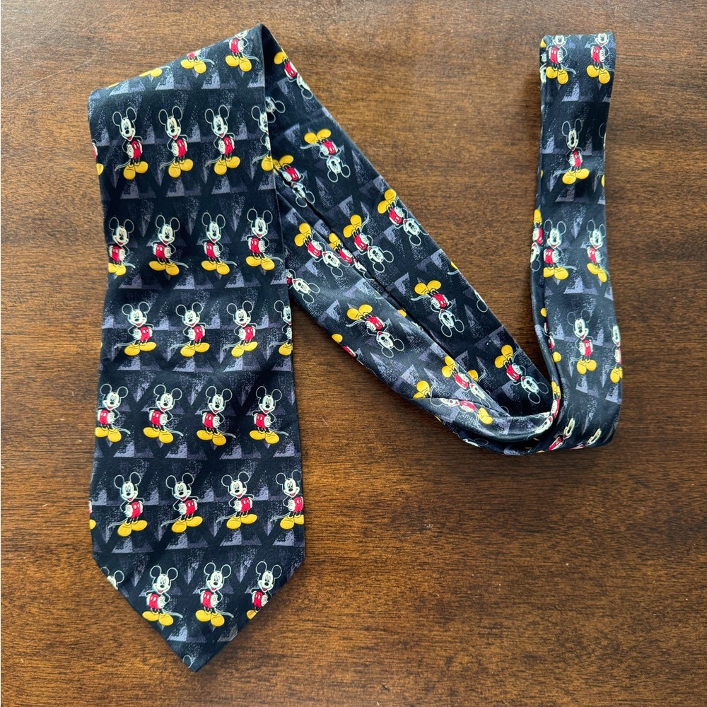 Mickey Mouse Unlimited Vintage Men Tie 58 inches Disney World‎ Disneyland Black